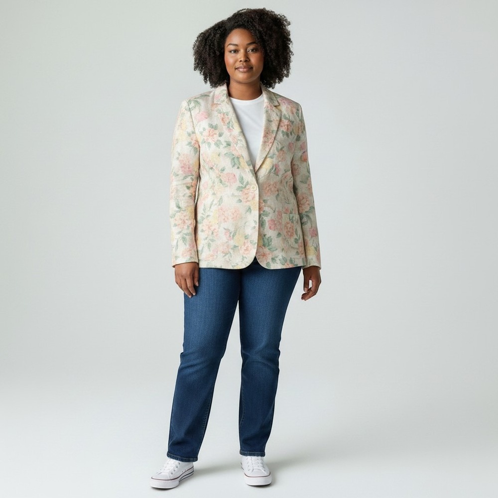 Vintage Deadstock Floral Blazer Jacket Plus Size Grandmacore Retro Cottagecore